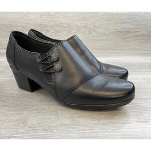Clarks Emslie Warren Women's Loafer Shoes Slip-On Leather US‎ 9.5W Black Shoes